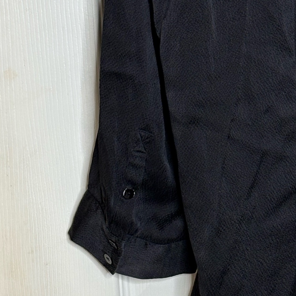 Eileen Fisher Black Crepe Button Up Blouse XL - Picture 8 of 8